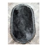 rugs modern Smoth Oval Antrasit Gri Leke Tutmaz Yıkanabilir Kaymaz Taban Saçaklı Püsküllü Peluş Halı, 80 x 300