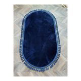 rugs modern Smoth Oval lacivert Leke Tutmaz Yıkanabilir Kaymaz Taban Saçaklı Püsküllü Peluş Halı, 160 x 230