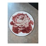 rugs modern Somon Pembe Çiçek Desenli Yuvarlak Siyah Çerçeveli Yuvarlak Halı Mira 1297, 100 x 100