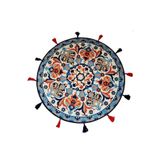 rugs modern Suzani Blue 601 Etnik Ve Çini Desen Yuvarlak Püsküllü Halı, 120 x 120