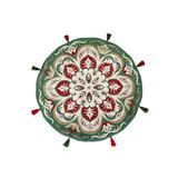 rugs modern Suzani Green 600 Etnik Ve Çini Desen Yuvarlak Püsküllü Halı, 100 x 100