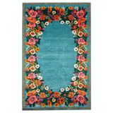 rugs modern Turkuaz Çelenk Çiçek Temalı Karabağ Dekoratif Dokuma Taban Halı Mira 1273, 80 x 200