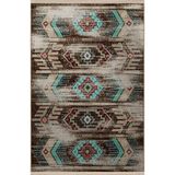 rugs modern Turkuaz Kahve Temalı Geleneksel Motif Desenli Saçaklı Vintage Dekoratif Halı 3084, 140 x 200