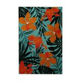 rugs modern Turkuaz Tema Turuncu Çiçek ve Yapraklar Desenli Vintage Dekoratif Halı 5273, 140 x 200