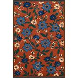 rugs modern Turuncu Floral Botanik Desenli Dokuma Taban Ve Yıkanabilir Halı Myth50, 120 x 120