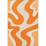 rugs modern Turuncu Krem Dalgalı Çizgili Desenli Dekoratif ve Yıkanabilir Halı miravip9219, 75 x 200