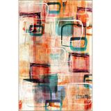 rugs modern Turuncu Pastelli Geometrik Desenli Sarı Tonlarda Dekoratif Yıkanabilir Halı miravip8965, 75 x 150