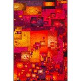 rugs modern Turuncu Siyah Pastelli Desenli Dokuma Taban Halı Ve Yıkanabilir Halı Miravip10420, 100 x 100
