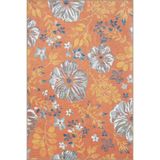 rugs modern Turuncu Temalı Çiçekli Desenli Dekoratif Ve Dokuma Taban Yıkanabilir Halı Miravip8889, 150 x 150