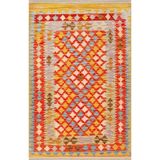 rugs modern Turuncu Temalı Çok Renkli Geometrik Desenli Vintage Dekoratif Halı 1957, 140 x 200