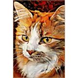 rugs modern Turuncu Temalı Sürrealist Tasarım Kedi Desenli Modern Dekoratif Halı 3468, 100 x 150