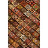 rugs modern Turuncu Tonlarda Baklavalı Çiçekli Desenli Dokuma Taban Yıkanabilir Halı miravip9168, 150 x 300