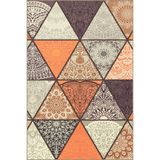 rugs modern Turuncu Üçgenli Geometrik Dokuma Taban ve Dekoratif Halı 4374, 75 x 240