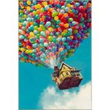 rugs modern Uçan Ev Çok Renkli Balonlu Renkli Dekoratif Yıkanabilir Halı miravip8671, 140 x 200