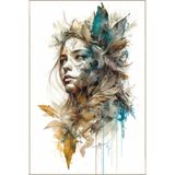 rugs modern Yapraklı Mavili Güzel Kız Temalı Dekoratif Halı ve Yıkanabilir Halı miravip9700, 140 x 200