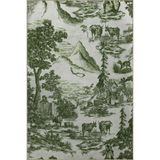 rugs modern Yeşil Bej Temalı Orman Köyü Tasarım Ağaç ve Dağ Desenli Modern Dekoratif Halı 2720, 140 x 200