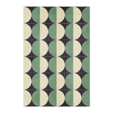 rugs modern Yeşil Lacivert Yuvarlak Geometrik Desen Dokuma Taban Dekoratif Halı 1745, 150 x 300