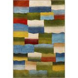 rugs modern Yeşil Mavi Temalı Çok Renkli Karma Geometrik Dikdörtgen Şekil Desenli Modern Dekoratif Halı 2317, 140 x 200