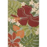 rugs modern Yeşil Tonlarda Çiçekli Pembe Renkli Şekilli Desenli Dekoratif Yıkanabilir Halı Miravip8439, 100 x 100