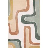 rugs modern Yeşil ve Turuncu Kalın Çizgili Boya Desenli Dekoratif ve Yıkanabilir Halı miravip9251, 70 x 120