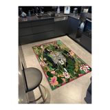 rugs modern Yeşil Yapraklı Kaplanlı Desenli Dokuma Taban Halı miravip391, 140 x 200