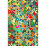 rugs modern Yeşilli Renkli İşlemeli Temalı Desenli Dokuma Taban ve Yıkanabilir Halı miravip9394, 75 x 150