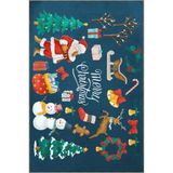 rugs modern Yılbaşı Temalı Çok Renkli Karma Noel Baba Süs Kardan Adam Desenli Modern Dekoratif Halı 2238, 155 x 230