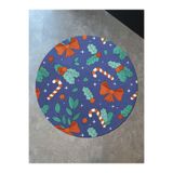 rugs modern Yılbaşı Temalı Çok Renkli Karma Süs Çiçek Desenli Modern Dokuma Taban Yuvarlak Dekoratif Halı 2259, 150 x 150
