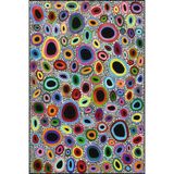 rugs modern Yuvarlak Çok Renkli Desenli Modern Desenli Dokuma Taban Ve Dekoratif Yıkanabilir Halı Miravip8582, 100 x 100