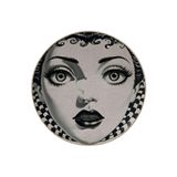 rugs modern Yuvarlak Siyah Bej Vintage Kadın Yüz Desenli Dokuma Taban Halı Miraface29, 120 x 120