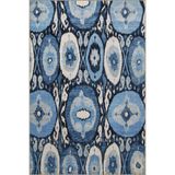 rugs modern Yuvarlak Temalı Beyaz ve Mavi Baklavalı Dekoratif ve Dokuma Taban Halı 4325, 120 x 200