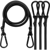 Rugtol Karabina ile Bungee Kordonları, 48 inç Uzun Ağır Hizmet Tipi Bungee Kordonları, Karabina Klipsli Dış Mekan, 3/8 İnç Siyah Ekstra Güçlü Elastik Halat, Kamp, Tarps, Bisiklet Rafı, Çadır için Karabina