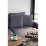 RugViva 2'li 43 x 43 cm K.gri Premium Tay Tüyü Döşemelik Kumaş Dekoratif Çift Taraflı Kırlent Kılıfı KRL011 - Koyu Gri