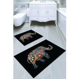RugViva 60x90 - 60x60 Dijital Banyo Halısı Klozet Takımı 2'li Paspas Seti Bs039