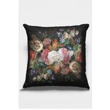 Rugviva Çiçekli Kırlent Yastık Kılıfı Premium Tay Tüyü Dokuma Kumaş Çift Taraflı 43X43Cm Krl103