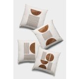 Rugviva Çift Taraflı 4'Lü Kırlent Kılıfı 43X43Cm Gizli Fermuarlı Döşemelik Premium Tay Tüyü Kumaş 4Kr047