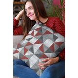 Rugviva Çift Taraflı Kırlent Yastık Kılıfı Premium Tay Tüyü Dokuma Kumaş Geometrik 43X43Cm Krl383