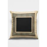 RugViva Çift Taraflı Kırlent Yastık Kılıfı Zincir Çerçeveli Dokuma Premium Tay Tüyü Kumaş 43X43 Cm KRL395 - 43 x 43 cm - Gold