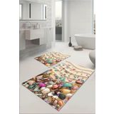 RugViva Dijital Banyo Halısı Klozet Takımı 2'li Paspas Seti Bs102 60x90 - 60x60cm.