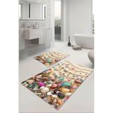 Rugviva Dijital Banyo Halısı Klozet Takımı 2'Li Paspas Seti Bs102 60X90-60X60Cm., Nocolor-Bdabc801, Tek Ebat
