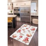 Rugviva Dijital Baskı Kaymaz Taban Makinede Yıkanabilen Mutfak Halısı Ar389, Beyaz, 100 X 200