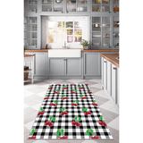 Rugviva Dijital Baskı Makinede Yıkanabilir Mutfak Halısı Kirazlı Ar329, Kırmızı, 80 X 200