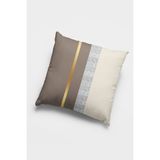 RugViva Dokuma Kumaş Varak Çizgili Premium Tay Tüyü Çift Taraflı Kırlent Yastık Kılıfı 43X43 Cm KRL984 - 43 x 43 cm - Bej