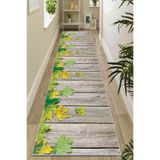 Rugviva Kaymaz Taban Makinede Yıkanabilir 3D Çınar Kesme Rulo Yolluk Ar469, Yeşil, 120 X 440