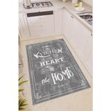 Rugviva Kaymaz Taban Makinede Yıkanabilir Gri Mutfak Halısı Ar345, Gri, 80 X 150