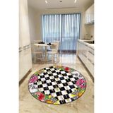 Rugviva Kaymaz Taban Makinede Yıkanır Yuvarlak Mutfak Halısı, Yeşil, 80 X 80