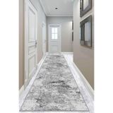 Rugviva Kaymaz Tabanlı Dijital Baskı Kesme Rulo Yolluk Madam Ar368, Gri, 80 X 140