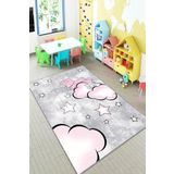 Rugviva Kaymaz Tabanlı Halı Çocuk Kd23 Pembe Ayıcık, Pembe Ayicik, 80 X 180