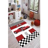 Rugviva Kaymaz Tabanlı Halı Çocuk Kd59 Arabalı, Arabali, 120 X 180