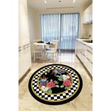 Rugviva Kaymaz Tabanlı Makinede Yıkanabilir Bahar Yuvarlak Mutfak Halısı Ar437, Siyah, 100 X 100